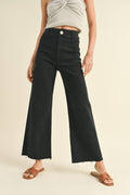 Black straight wide leg denim pant