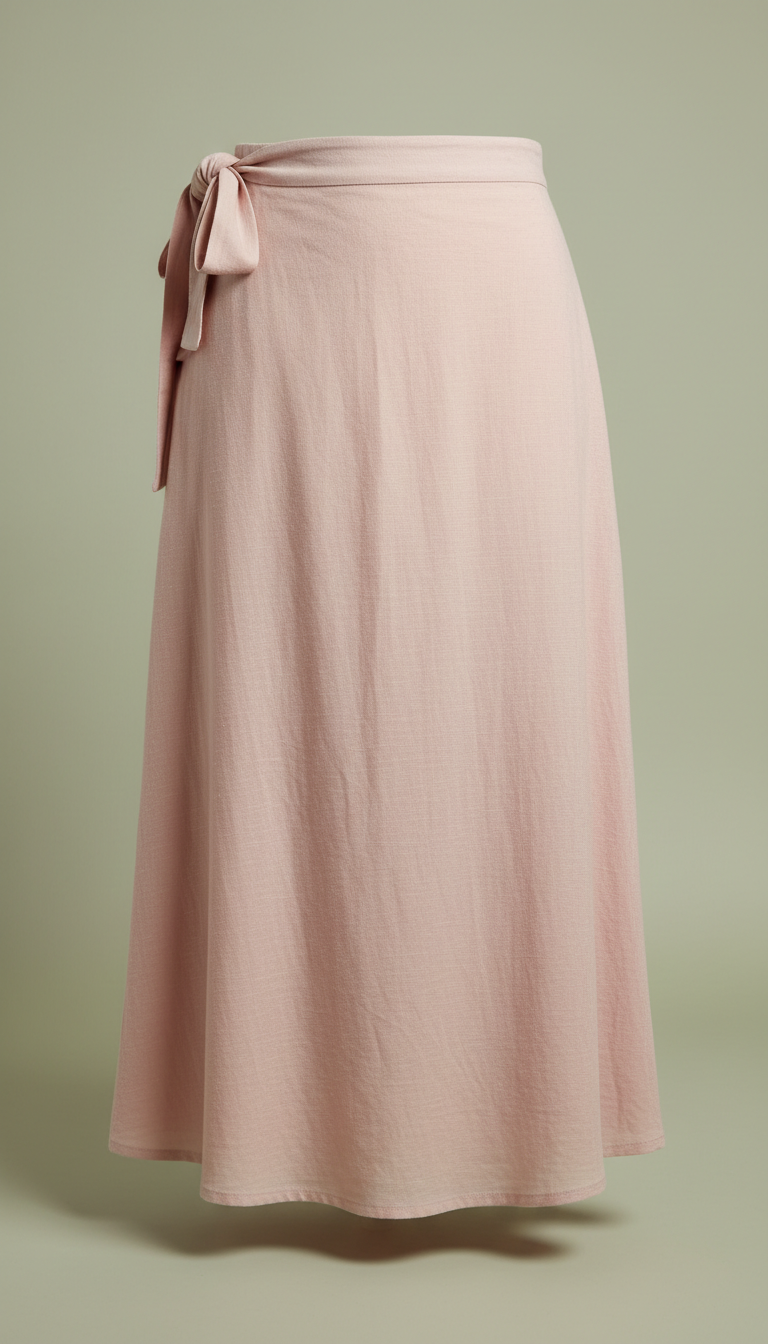 Blush magnolia cotton wrap skirt with side tie