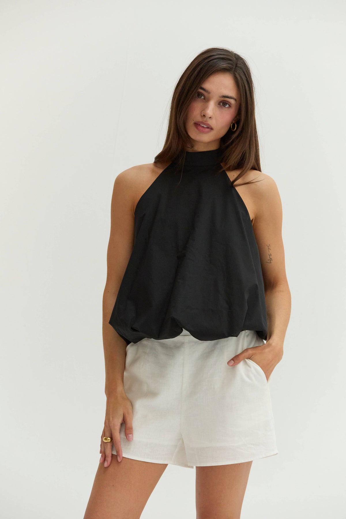 Black Bubble Halter Top