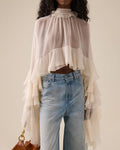Ruffle sheer blouse