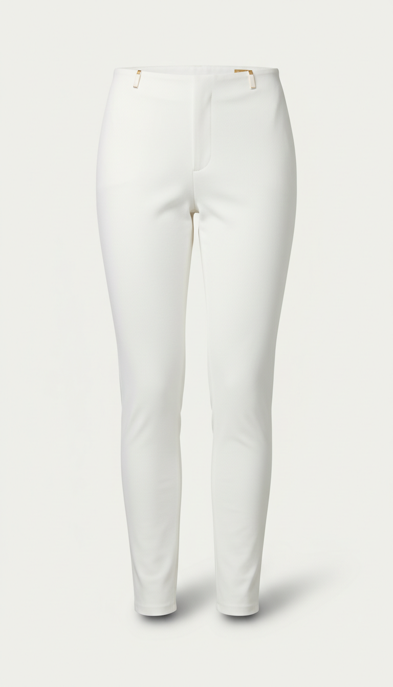 Porcelain White Fitted Trousers