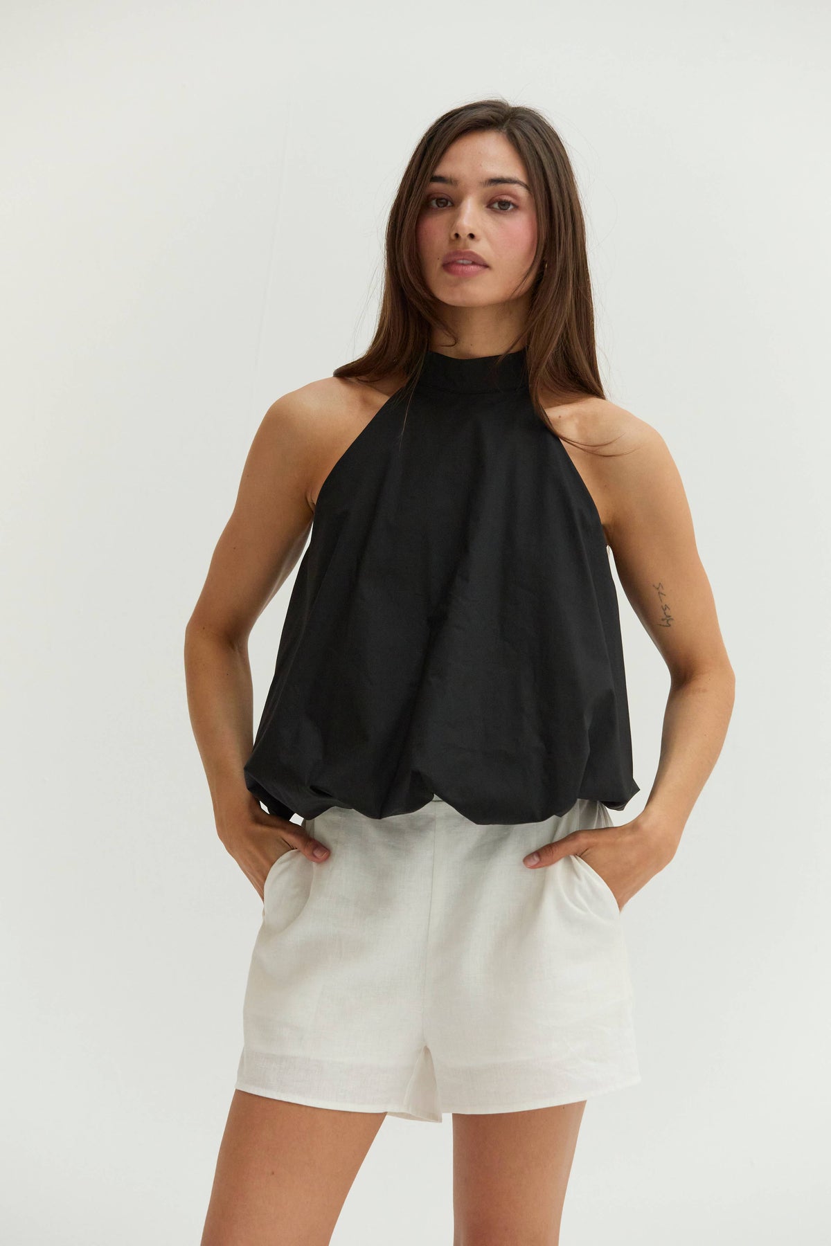 Black Bubble Halter Top